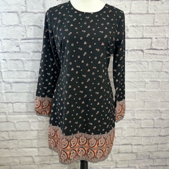 Abercrombie & Fitch Black & Rust Floral Border Print Mini Dress – S - Picture 4 of 14